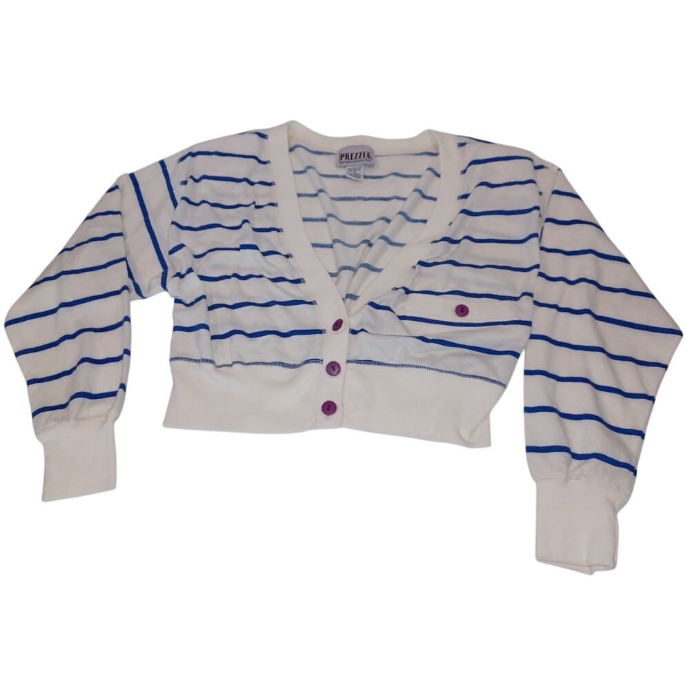 PREZZIA Blouse Long Sleeve Women's Size Small White/Blue